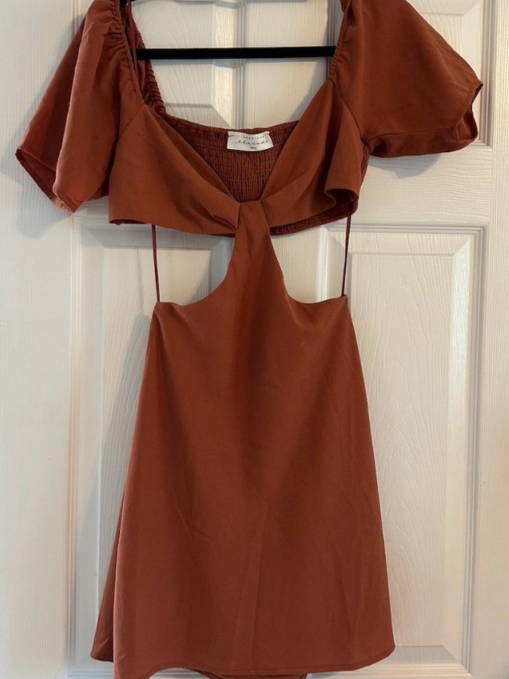 American Threads Rust Brown Cutout Mini Dress Strap Size Large